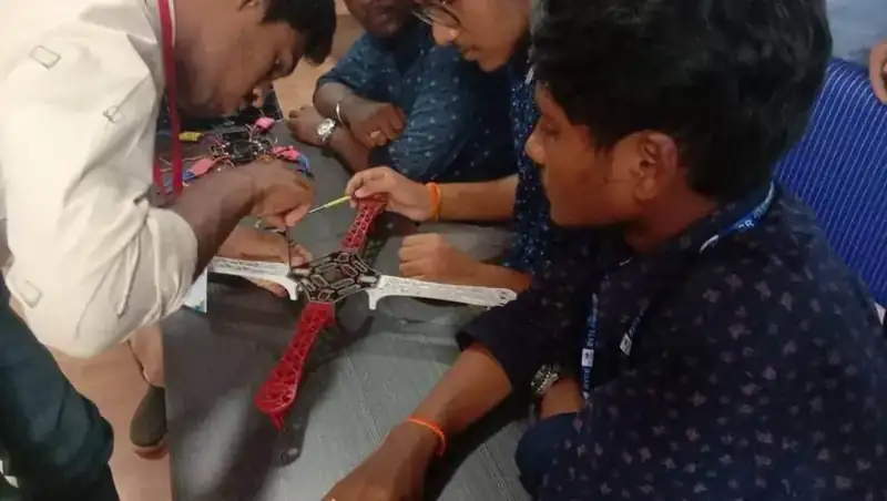 Students learning robotics
